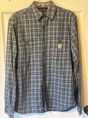Carhartt Relaxed Fit Plaid Button Down Shirt Small Workwear Long Sleeve